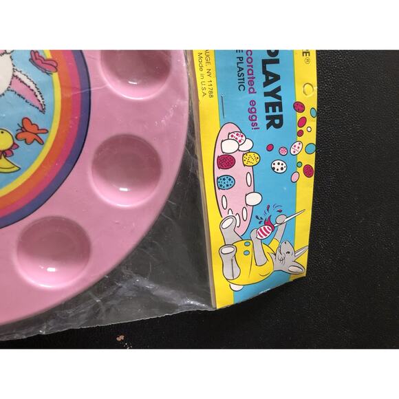 Vintage Ullmanware Easter Egg Tray Pink Plastic Bunny Tray Holds 10 Eggs Chick - Picture 3 of 6